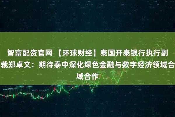 智富配资官网 【环球财经】泰国开泰银行执行副总裁郑卓文：期待泰中深化绿色金融与数字经济领域合作